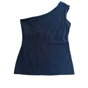 Boston Proper One Shoulder Tank Top Women’s Size Medium Black Shirt Built-in Bra
